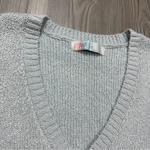 Free People Oversized Gray Sweater Vest - Picture 2 of 3